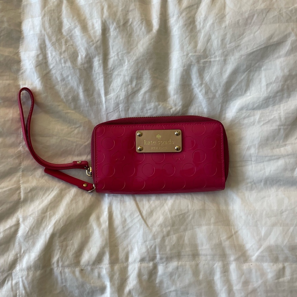 Kate Spade Hot Pink Leather Wristlet Clutch